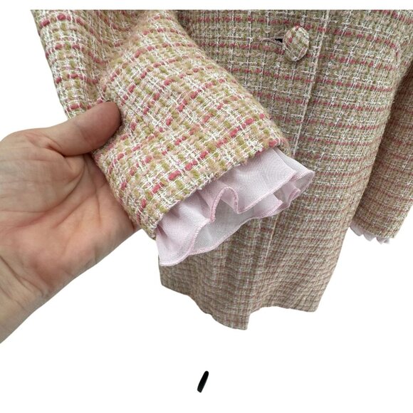 Vintage Newport News Tweed Jacket Womens Coquette Ruffle Trim Girlie Coat Size 6 - Picture 4 of 7